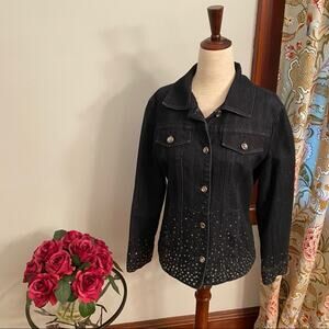 Chico’s Platinum jean jacket with ‘crystal’ embellishments